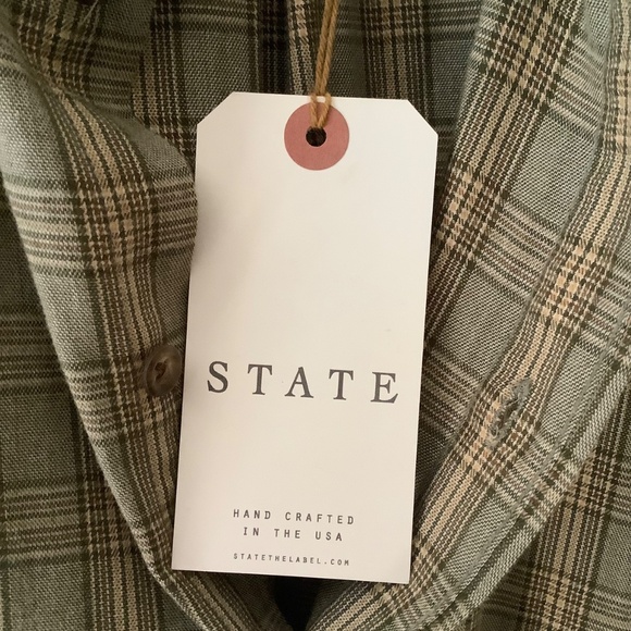 STATE Artist Smock sleeveless buttondown green plaid lightweight collectors item - Picture 6 of 13